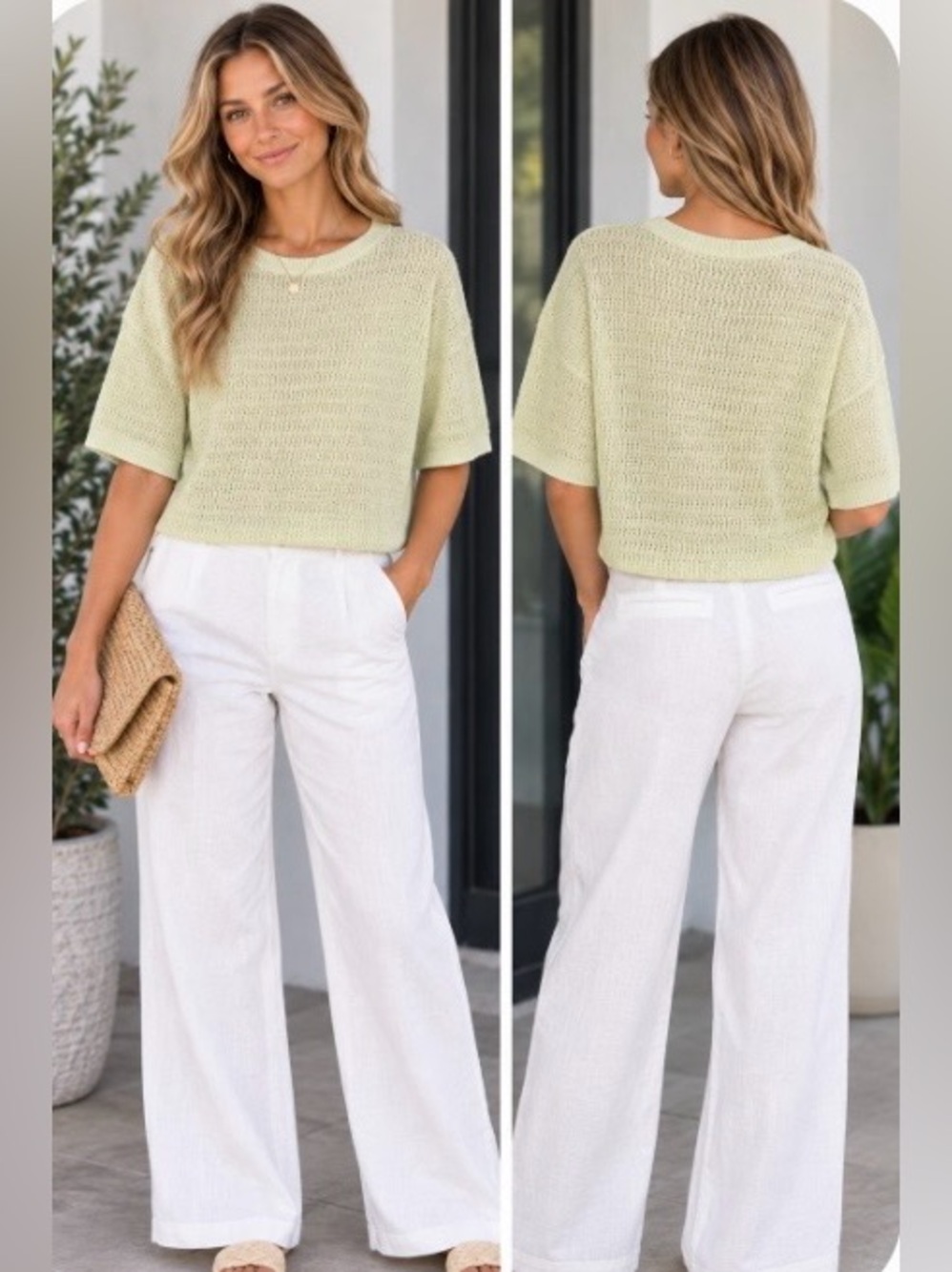 Banana Republic Light Green Knit Top